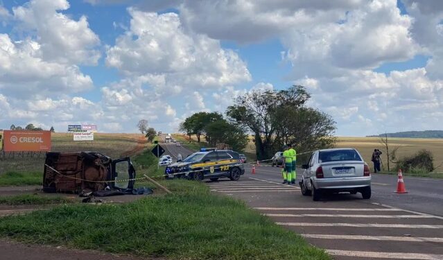 Criança de 3 anos morre após ser ejetada de carro em acidente na BR- 369, em Cascavel, diz PRF — Foto: Amanda Guedes/RPC Cascavel