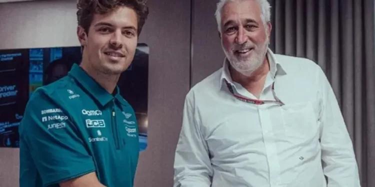 Felipe Drugovich e Lawrence Stroll, dono da Aston Martin — Foto: Divulgação