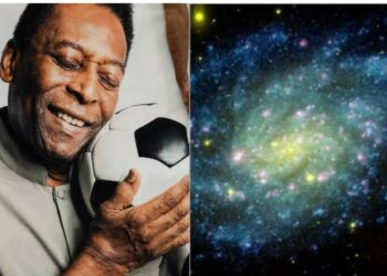 Rei Pelé ganha da NASA galáxia verde e amarela