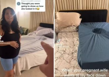 Marido faz buraco em colchão para esposa grávida dormir de bruços e vídeo bate 35M