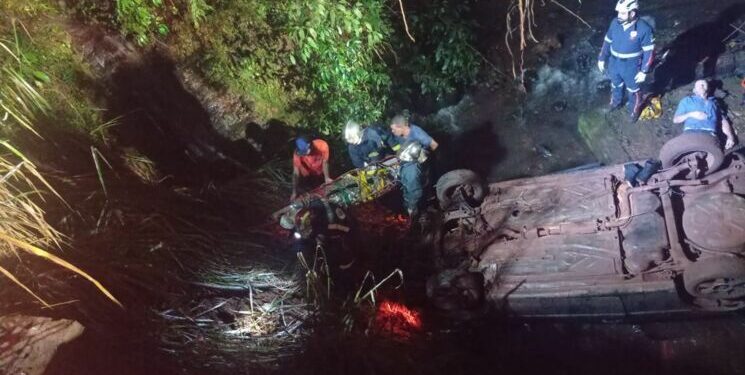 Veículo caiu de uma altura de cerca de 4 metros (Foto: PM)