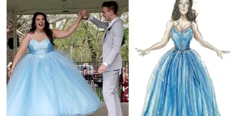 Parker desenhou e costurou o vestido de baile dos sonhos para a formatura da melhor amiga - Fotos: reprodução / Fox59