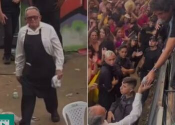 Nattan doa R$ 2 mil para garçom idoso que trabalhou em show até de manhã. Vídeo