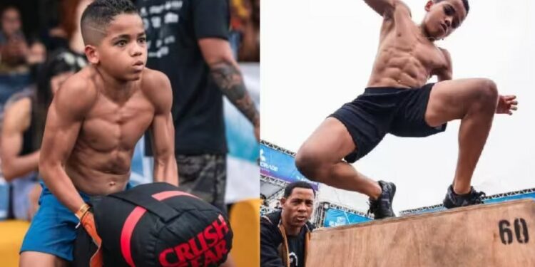 O baiano Cauzinho tem 12 anos. O garoto brasileiro fortão levanta 92 kg é sucesso no crossfit e tem quase 300 mil seguidores no Instagram - Fotos: reprodução/ redes sociaisFotos: reprodução / Instagram
