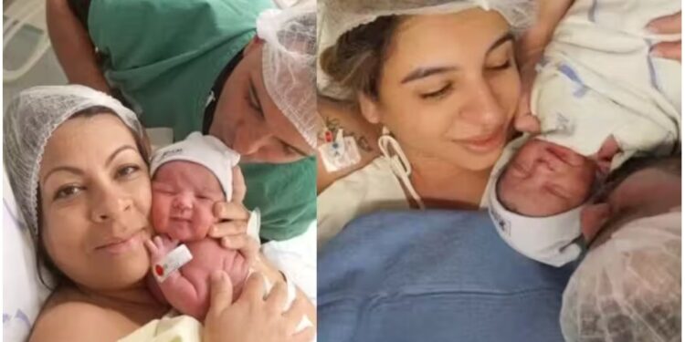 A mãe, de 42 anos, e a filha, de 23, deram à luz no mesmo dia e no mesmo hospital no interior de São Paulo - Fotos: reprodução / HCP Rio Preto