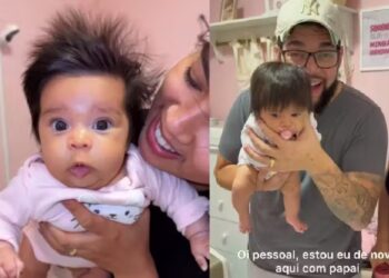 Bebê super cabeluda de 2 meses viraliza ao secar as madeixas; Vídeo