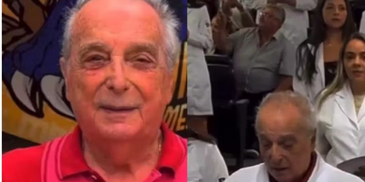 O idoso de 87 anos resolveu correr atrás do seu sonho: ele é o calouro mais velho do Brasil a cursar medicina. Foto: @slmandiclimeira/Instagram.