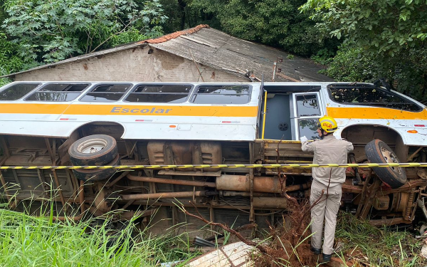 O motorista disse que perdeu o controle do ônibus escolar (Foto: Reprodução/TNOnline)