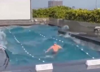 Terremoto: homem fica preso em piscina durante tremor