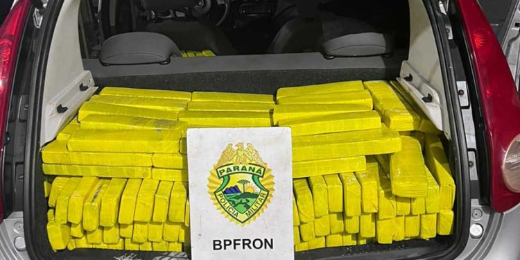 Os mais de 500 kg de maconha foram apreendidos em um só carro (Foto: Divulgação/SESP-PR)