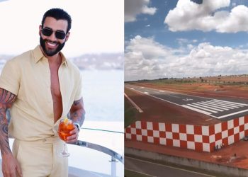 Gusttavo Lima inaugura pista de pouso no quintal de casa; vídeo