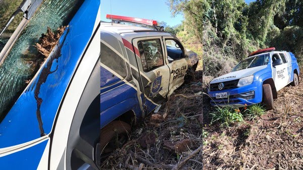Detentos roubaram viatura para fuga — Foto: Polícia Militar do Paraná