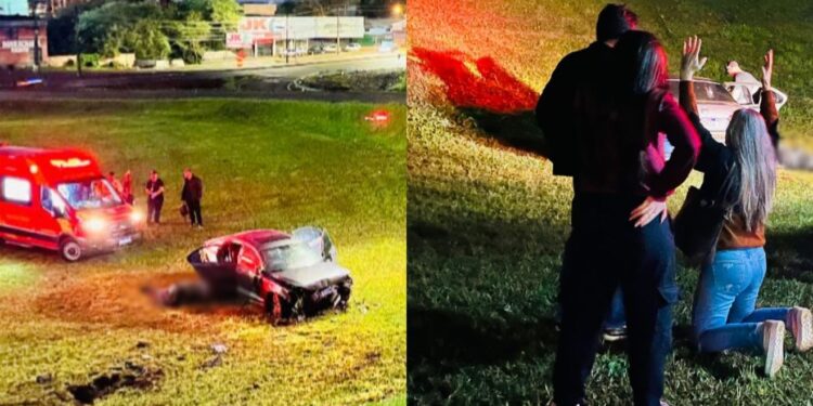 Familiares foram até o local minutos após acidente e ficaram abalados com a cena que encontraram (Foto: Oops Notícia Foz na Hora)