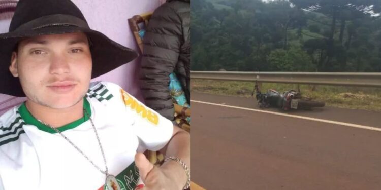 O jovem teria perdido controle da moto e morreu ao bater contra o anteparo (Foto: Reprodução/Redes Sociais e Divulgação/PRF)