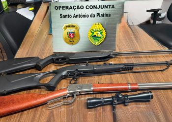 Operação conjunta entre Policia Militar e PCPR, prende dois homens e apreende armas e munições em Santo Antônio da Platina