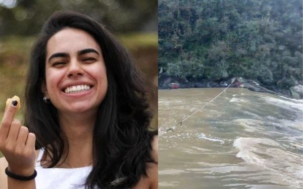 Ponto de rio onde fotógrafa desapareceu fica próximo a queda de 45 metros, no Paraná. — Foto: Reprodução/ Redes sociais/ Corpo de Bombeiros