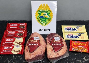 Paraná: Mulher é flagrada com picanhas e chocolates após furto em supermercado