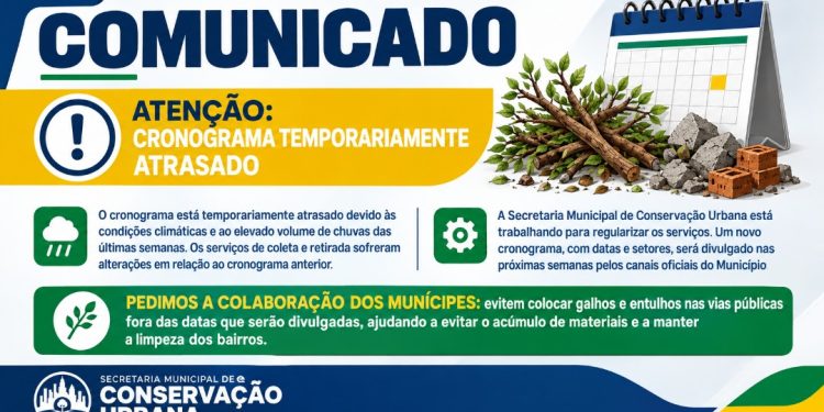 Chuvas atrasam cronograma de coleta de galhos e entulhos em Jacarezinho-PR