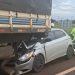 Carro que saiu de ourinhos fica preso em carreta após forte colisão na BR-369, no paraná