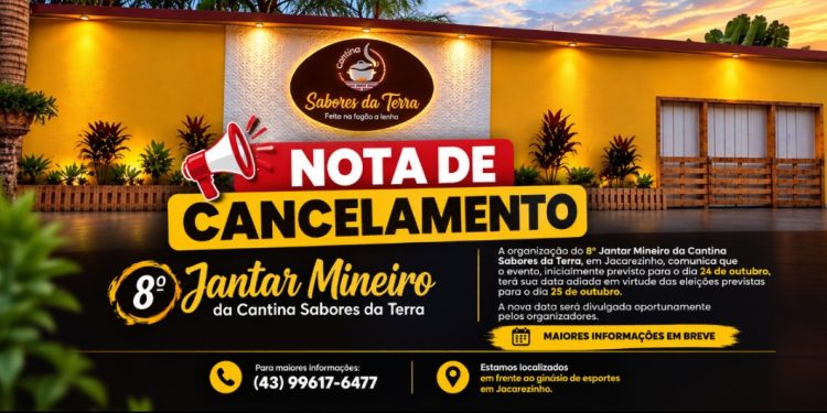 Jantar Mineiro da Cantina Sabores da Terra é adiado, e nova data não foi confirmada